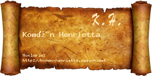Komán Henrietta névjegykártya
