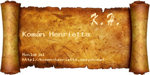 Komán Henrietta névjegykártya